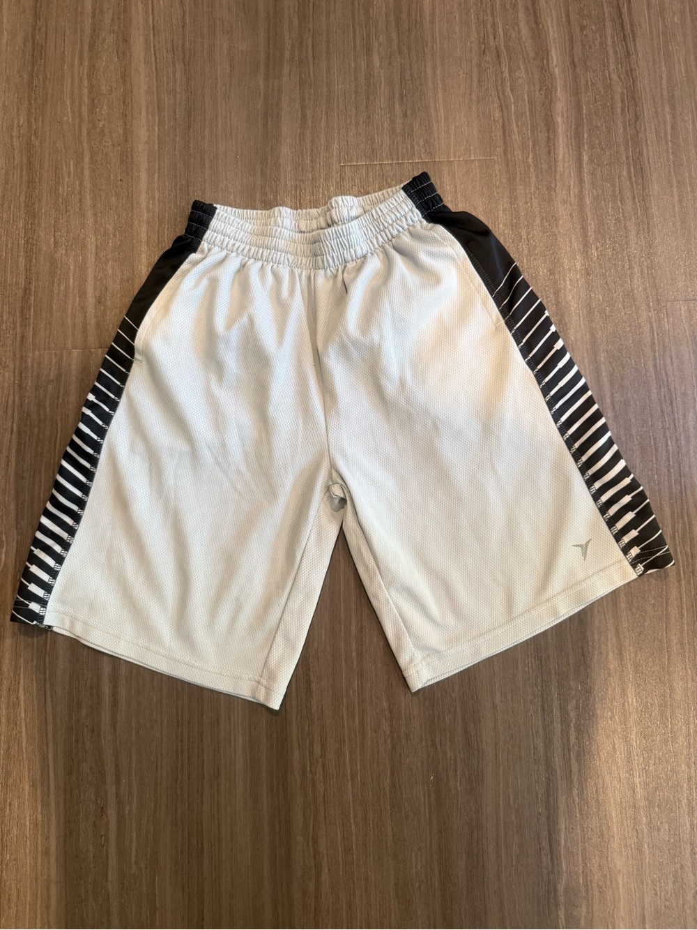 Old Navy Youth Light Gray Athletic Shorts with Black Striped Side Panels